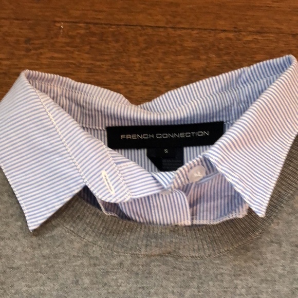 French Connection Mixed Media Preppy Pullover Collared Sweater S - Picture 3 of 6